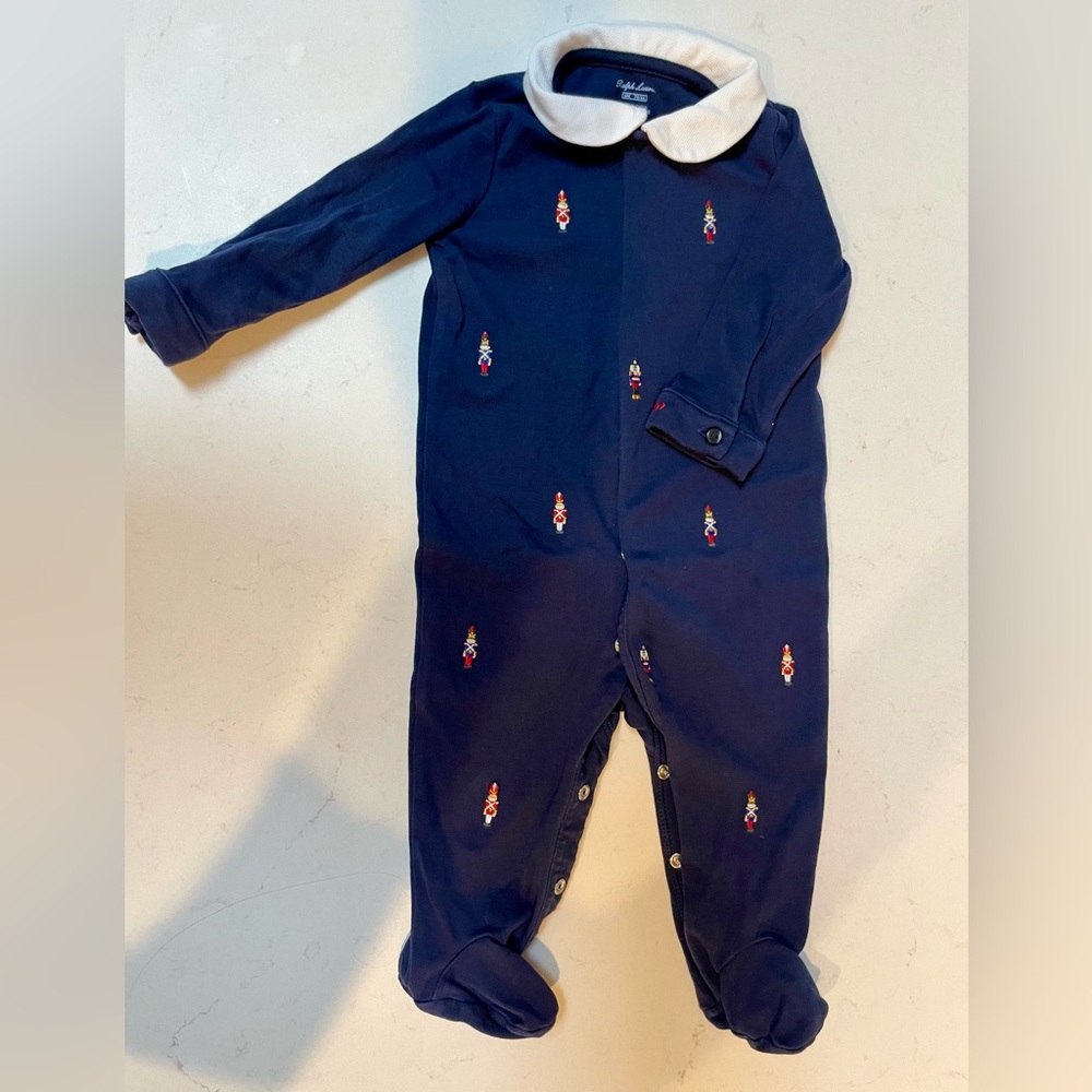 Baby boy Navy Collared Ralph Lauren One Piece